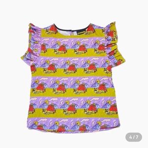 Nooworks XL linen ruffle top in Jammin’